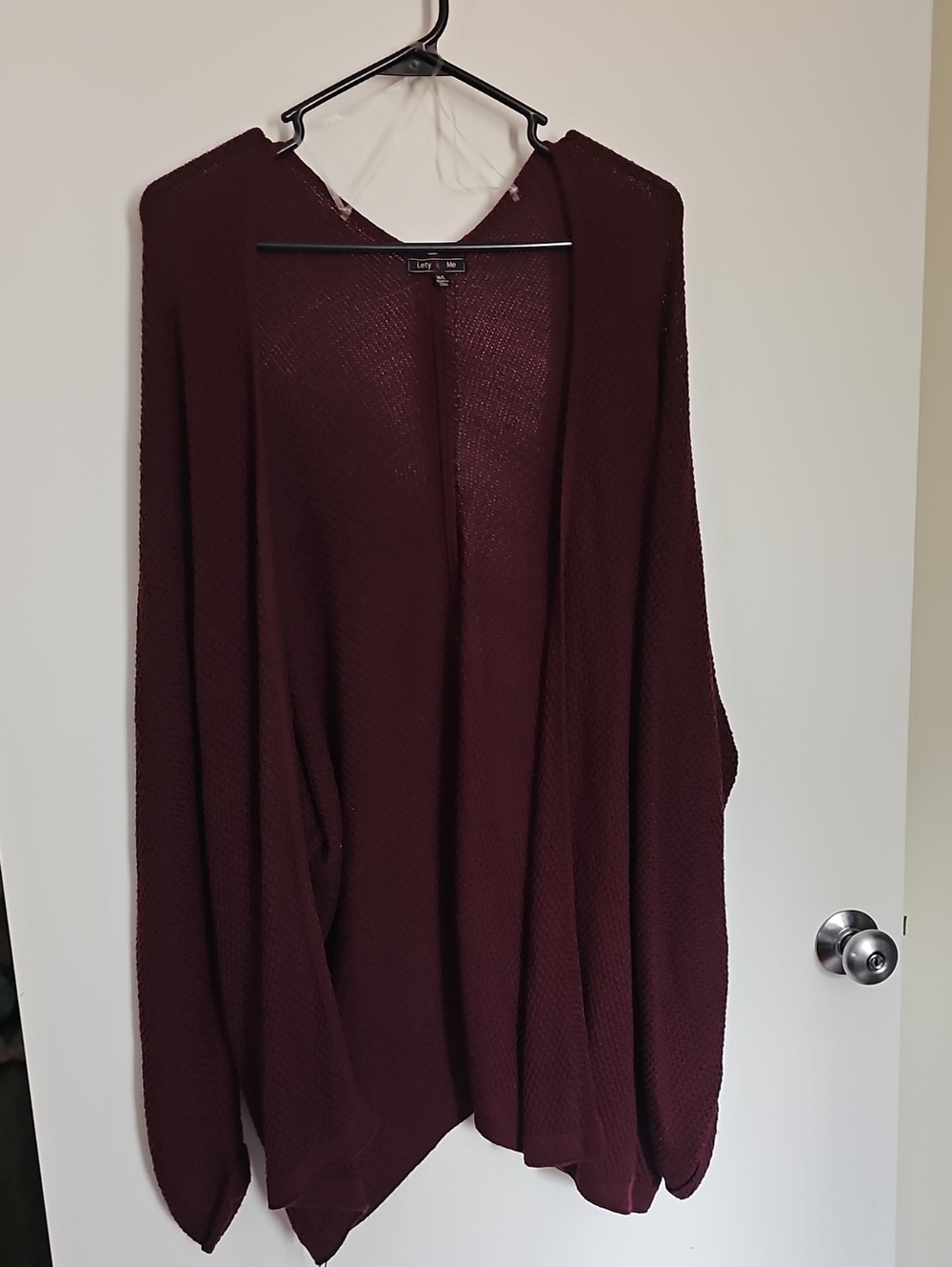 Cozy Open-Front Cardigan Sweater - Burgundy